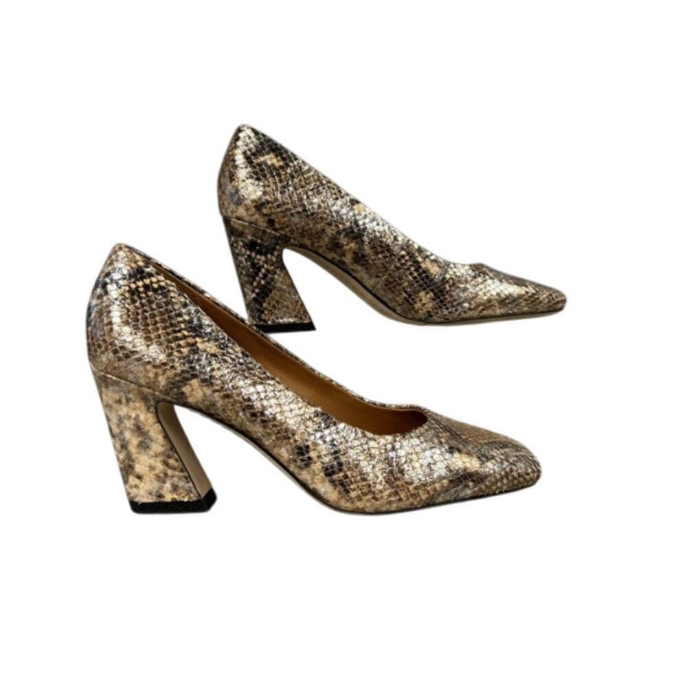 Sarto Metallic Snakeskin Block Heel Pumps Size 7M NEW!